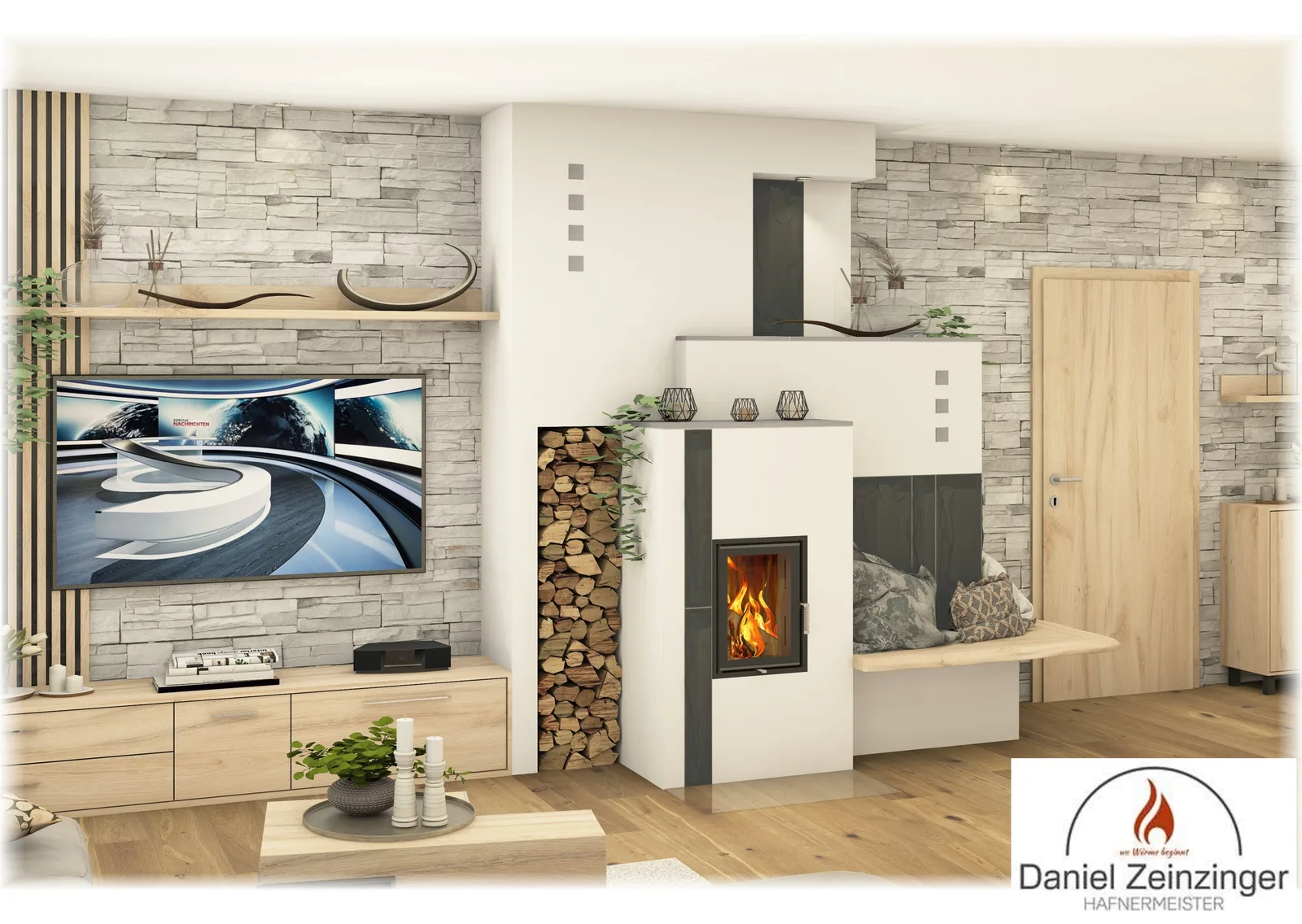 Zweite dreidimensionale Planungsvisualisierung eines Ofenprojekts